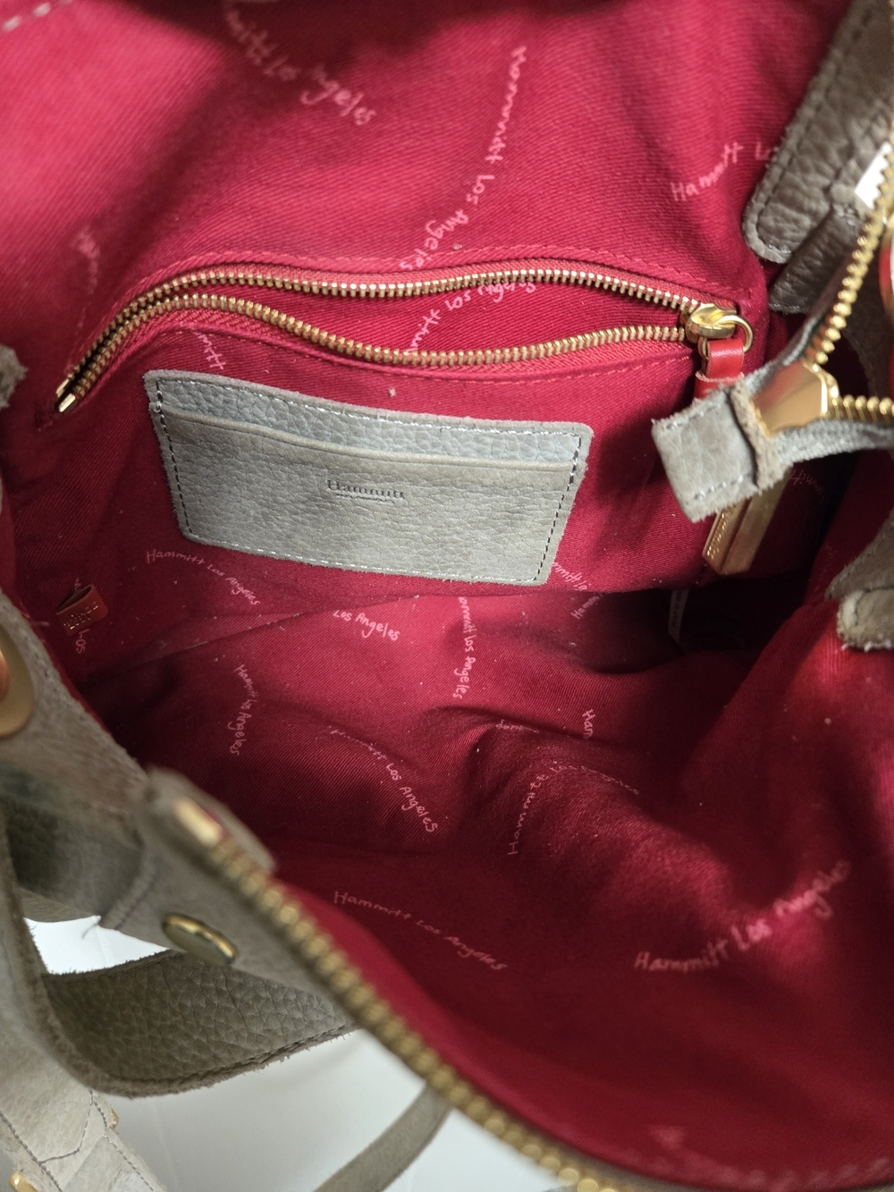 Hammitt Taupe Leather Crossbody Bag with Gold Studs And Wallet Set - Picture 7 of 10